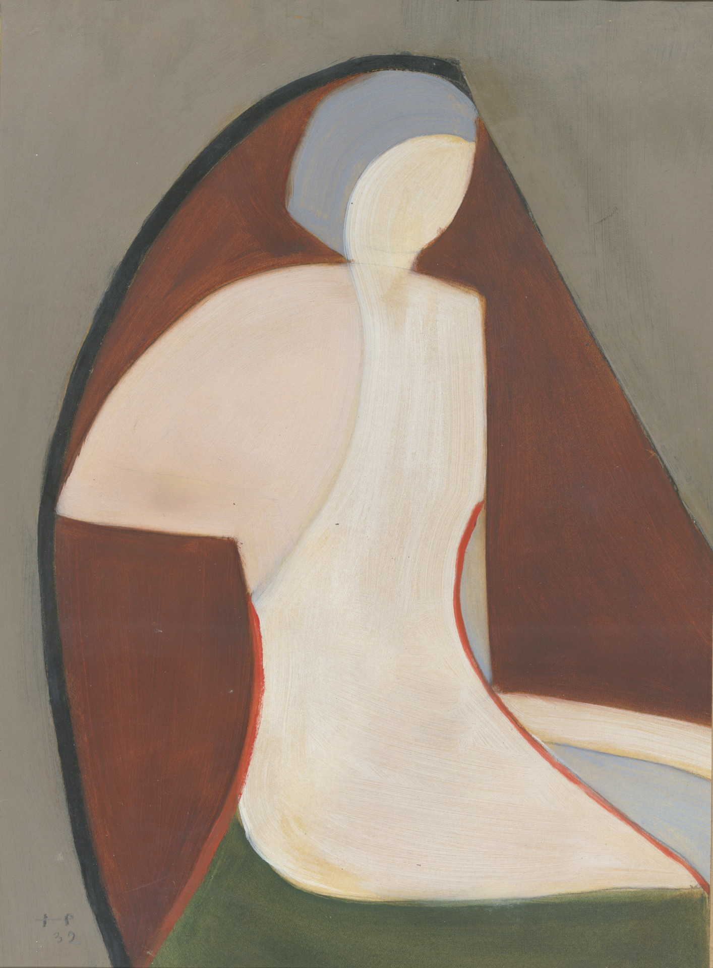 Komposition Nr. 1 (Figürlich), 1932, Öl auf Papier, Eigentum des Landes Sachsen-Anhalt